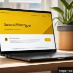 윈도우에서 누락된 드라이버 설치 방법 - A close-up digital illustration of a modern Windows laptop screen displaying the Device Manager wind...